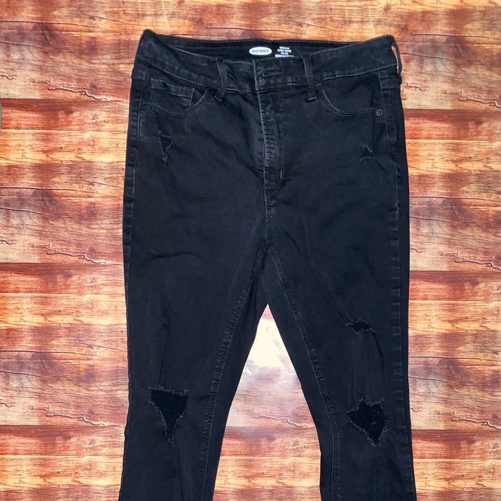 💗Old Navy Rockstar Super Skinny Distressed Black Jeans